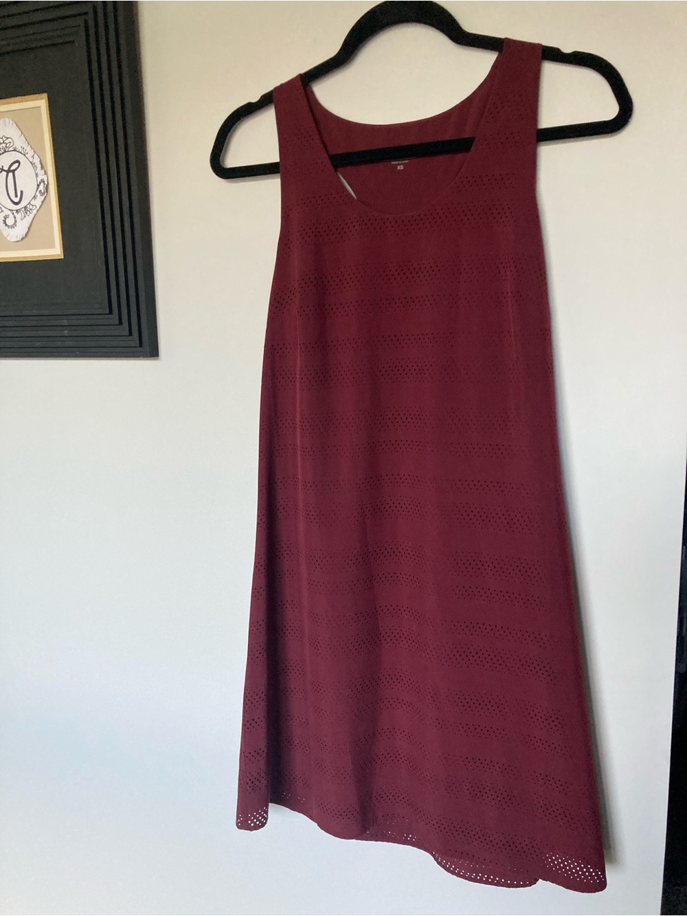 Athleta Burgundy Mesh overlay Sleeveless A-Line Dress